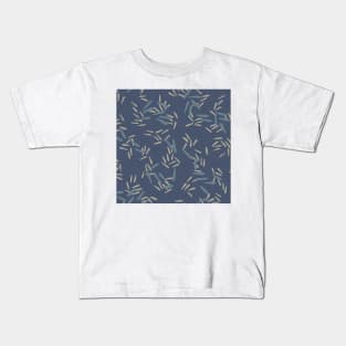 Bamboo Leaves / Denim Kids T-Shirt